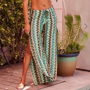 Becca Split Leg Aqua Knit Beach Pants Size Medium